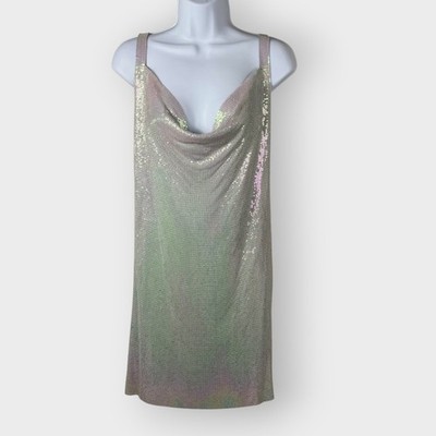 House of Harlow Chainmail Metal Mesh Cowl Neck Mini Dress XS EDM Party Club
