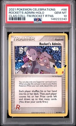 2021 POKEMON CELEBRATIONS CLASSIC COLL #86 ROCKET'S ADMIN-HOLO PSA 10