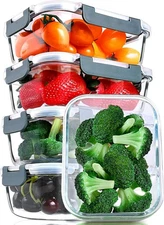 [5-Packs, 30 Oz] Glass Meal Prep Containers with Snap Locking Lids Glass Food Co