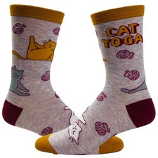 Women's Cat Yoga Socks Funny Stretch Exercise Workout Pet Kitty Lover Graphic