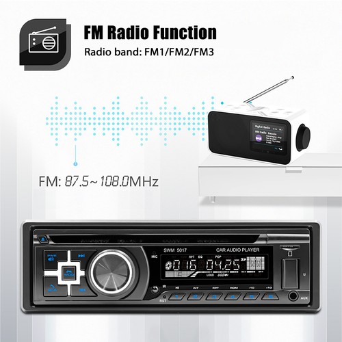 Single 1 DIN Car Stereo Bluetooth CD DVD Player FM AM RDS Radio MP3 USB AUX - Picture 6 of 12