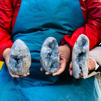 3pc 6.11LB Natural Beauty Blue Celestite Crystal Cave Mineral Sample Healing