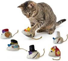 Catnip-Infused Plush Mice Toys for Indoor Cats, 6 Count, 3-Inch