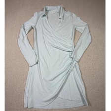 Wilfred Womens Medium Blue Faux Wrap Long Sleeve Knit Pullover Dress Stretch