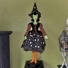 New BELLA LUX Retro Fabric Witch 36" Figurine Viral Halloween 2026 Decor NWT