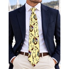 Polo Ralph Lauren Yellow Silk Nautical Tie Anchor Rope Flag Print Made in USA