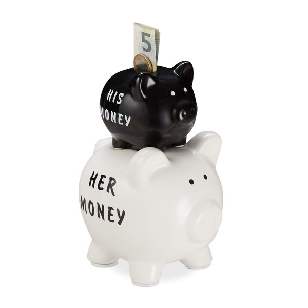 Sparschwein Set 2Er His & Her Geldgeschenk FüR Paare, Lustig, Relaxdays-image