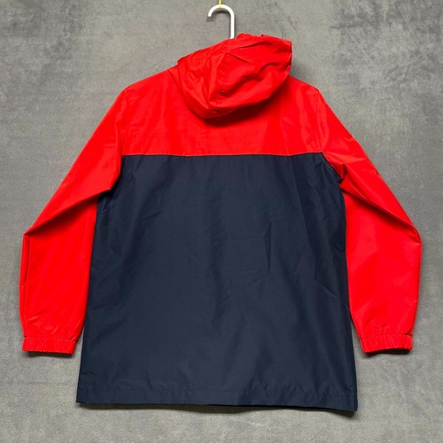 Tommy Hilfiger Popover Jacket Boys L(16-18) Blue Red Hood Spellout Logo 1/4 Zip - Picture 10 of 11