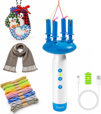 Caydo Cord Maker Fransen Twister Maschine T1 Wiederaufladbar 2 Geschwindigkeiten Blau Weiß