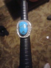 Native American .925 Sterling Silver Turquoise Ring Sz 5