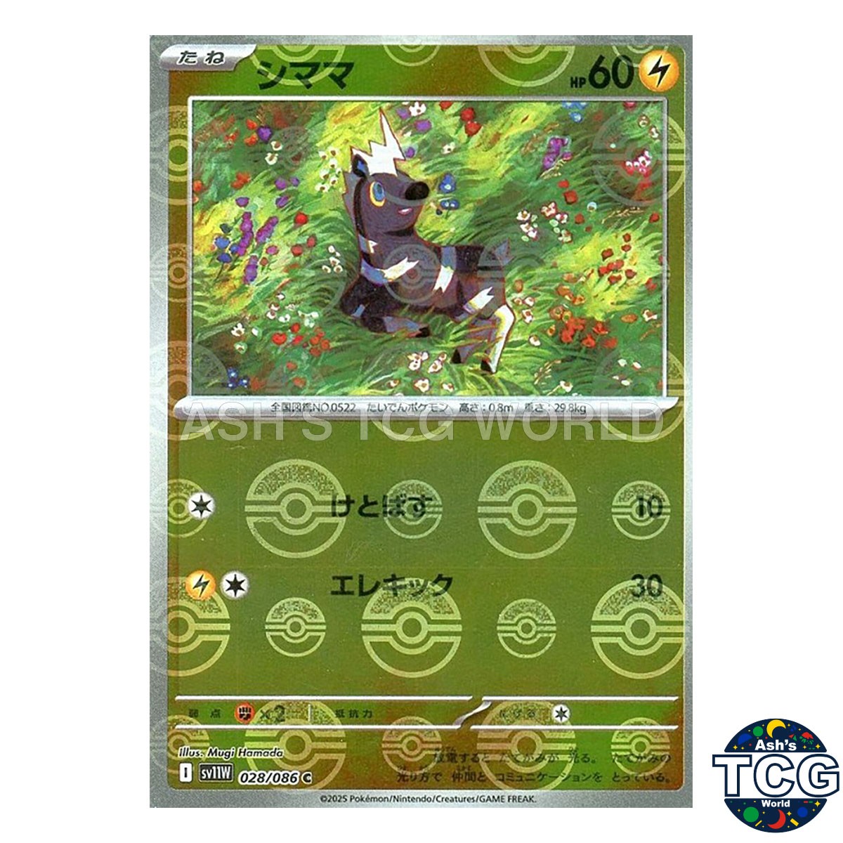 Blitzle Poke Ball Reverse Holo 028/086 SV11W White Flare Pokemon Card Japanese