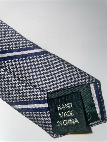 "Corbata para hombre Lauren Ralph Lauren etiqueta verde azul con rayas blancas seda LRL 59""" - Imagen 4 de 5