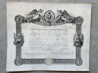 Diplôme Légion D’honneur Restauration 1819