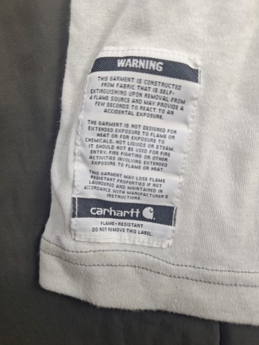 Carhartt FR Flame Resistant Shirt Men XL Long Sleeve Grey HRC 2 Welder Welding - Picture 5 of 12