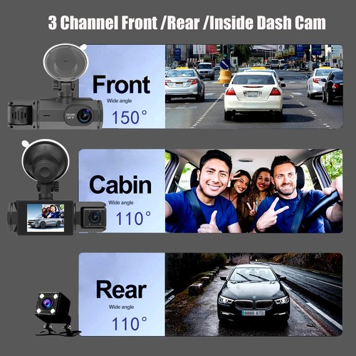 1080P WIFI 3 Channel Lens Car Dash Cam Front+Inside+Rear Recorder G-Sensor DVR~ - Picture 15 of 18