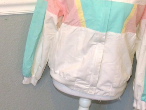 Vintage Pastel Color Block Full Zip Jacket Bay Club Active White 90s Size Medium - Picture 4 of 7