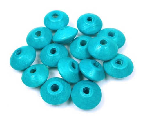 22x12mm Turquoise Blue Wood Abacus Rondelle Wheel Beads (15pc) - Imagen 2 de 3