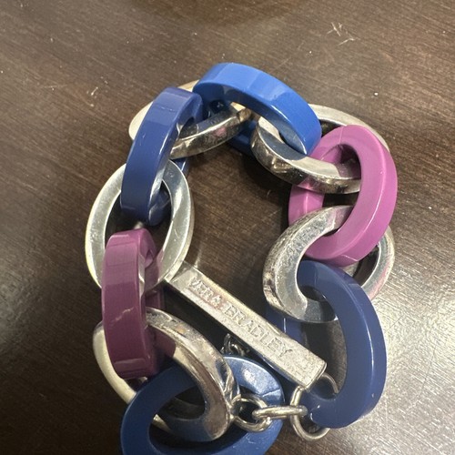 Vera Bradley Bracelets Lot If Two Bangle Lucite Links Blue Purple Floral - Picture 6 of 13