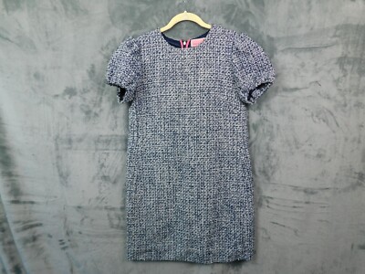Kate Spade Dress Womens 10 Blue Tweed Sheath Puff Sleeve Mini Wool Lined |  eBay