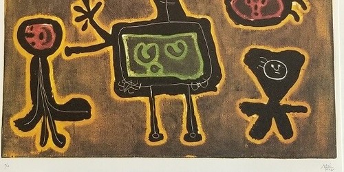 Joan Miro "The Family (series I)" Mounted Lithograph  1973 Platesigned - Picture 3 of 4