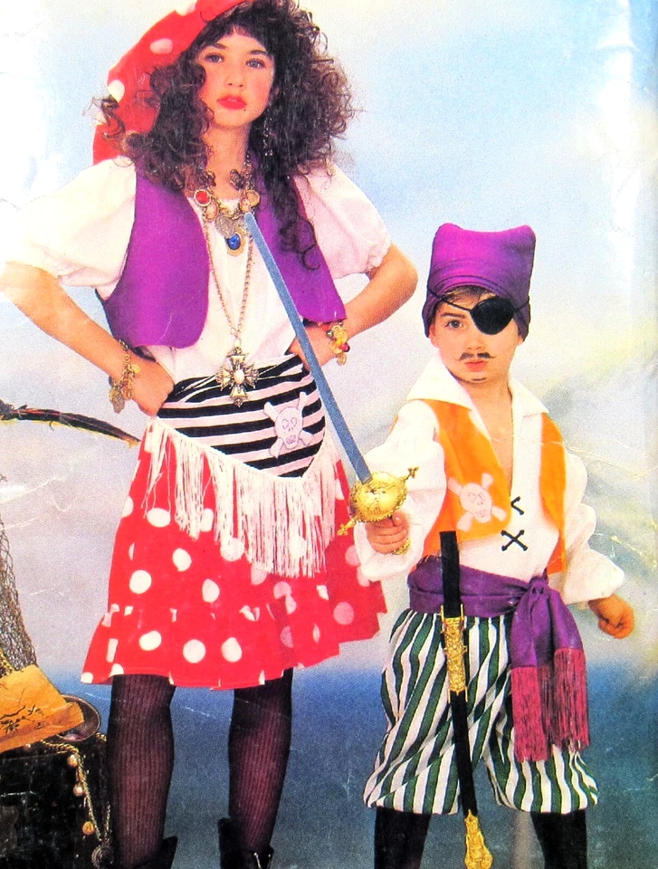 Pirate Costumes Child S M L XL 4-14 Butterick 6730 Uncut Pattern Top Pants Scarf - Image 2 of 4