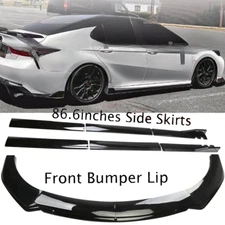 Glossy Front Lower Bumper Lip Splitter Spoiler +Side Skirt For Camry SE XSE