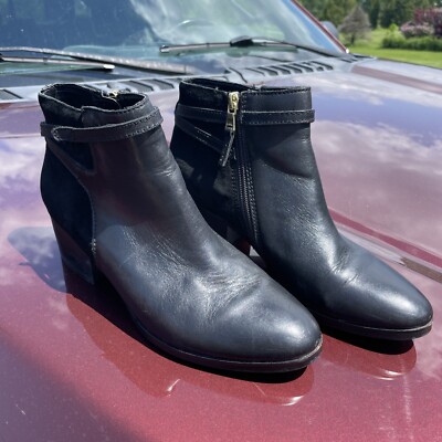 Lauren Ralph Lauren Damara Ankle Bootie Boot Shoe Black Leather Suede Size 