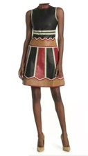 RED VALENTINO Geometric Embroidered Leather Dress, 38(US 2), $2905.00, NWT
