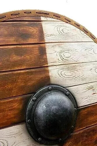 Medieval Round Shield, 24 Inch Knight Battle Warrior Viking Armor Wooden Shield - Picture 4 of 5