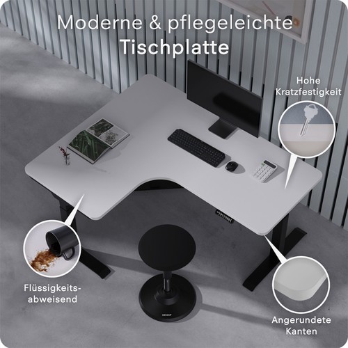 DESKSPACE Eck Tischplatte / 2,5 cm Massivholz / Langlebige Arbeitsplatte - Bild 15 von 19
