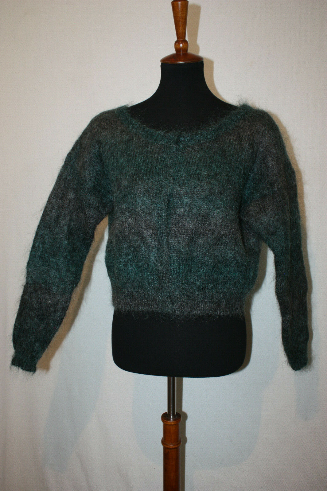 Vtg Paul et Duffier Sz M Fuzzy Mohair Blue Gray O… - image 1