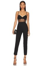 NWOT 238 Revolve NBD Bianna Jumpsuit in Small Black Mesh Bustier Banded