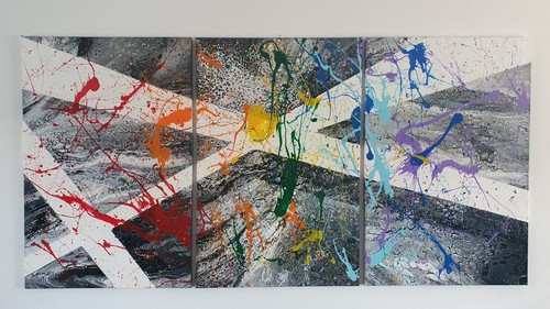 My Original Abstract Painting on Stretched Canvas Rainbow - Picture 3 of 3