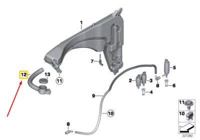 NEU BMW X3 F25 WASHER CONTAINER FILLER PIPE 61667402825 ORIGINAL 