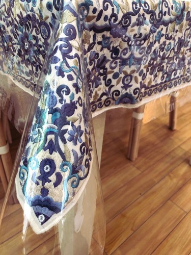 Clear Plastic Tablecloth, Table Protector, Waterproof Oil Proof Stain Resistant, - Picture 3 of 6