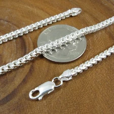 3MM Solid 925 Sterling Silver Mens Oval Diamond Cut Italian Franco Link Chain