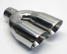 Exhaust Tip 2.50" Inlet Dual 4.00  X 12.00 Long Round Double Wall Stainless Wesd