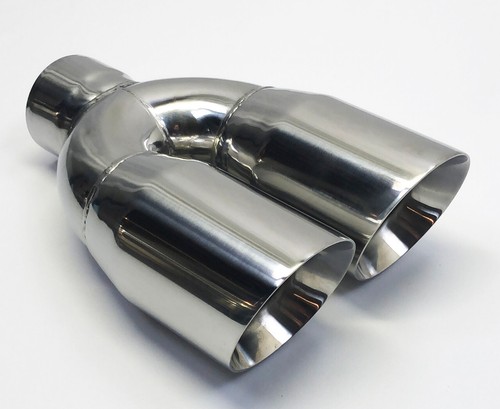 Exhaust Tip 2.50" Inlet Dual 4.00 X 12.00 Long Round Double Wall Stainless Wesd - 第 1/6 張圖片