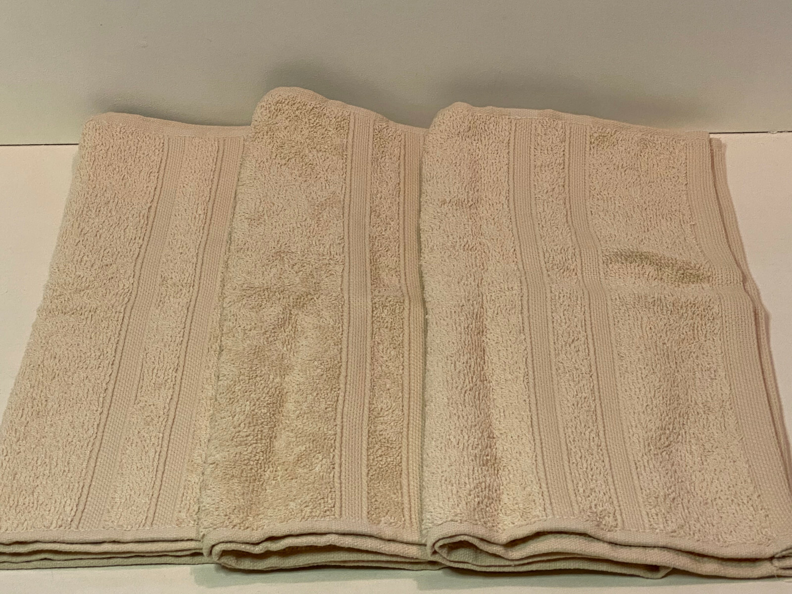 New (set of 3) Simply Essential Cotton Hand Towels Sand Shell Color 16" x 26"