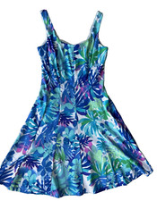 Womens Size 4 Dressbarn Sleeveless Summer flare Sundress blue floral back zip