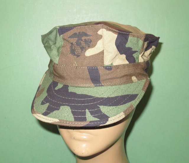 US Marine Corps Issue USMC 8 Point Woodland Camo Utility Cover Hat Cap