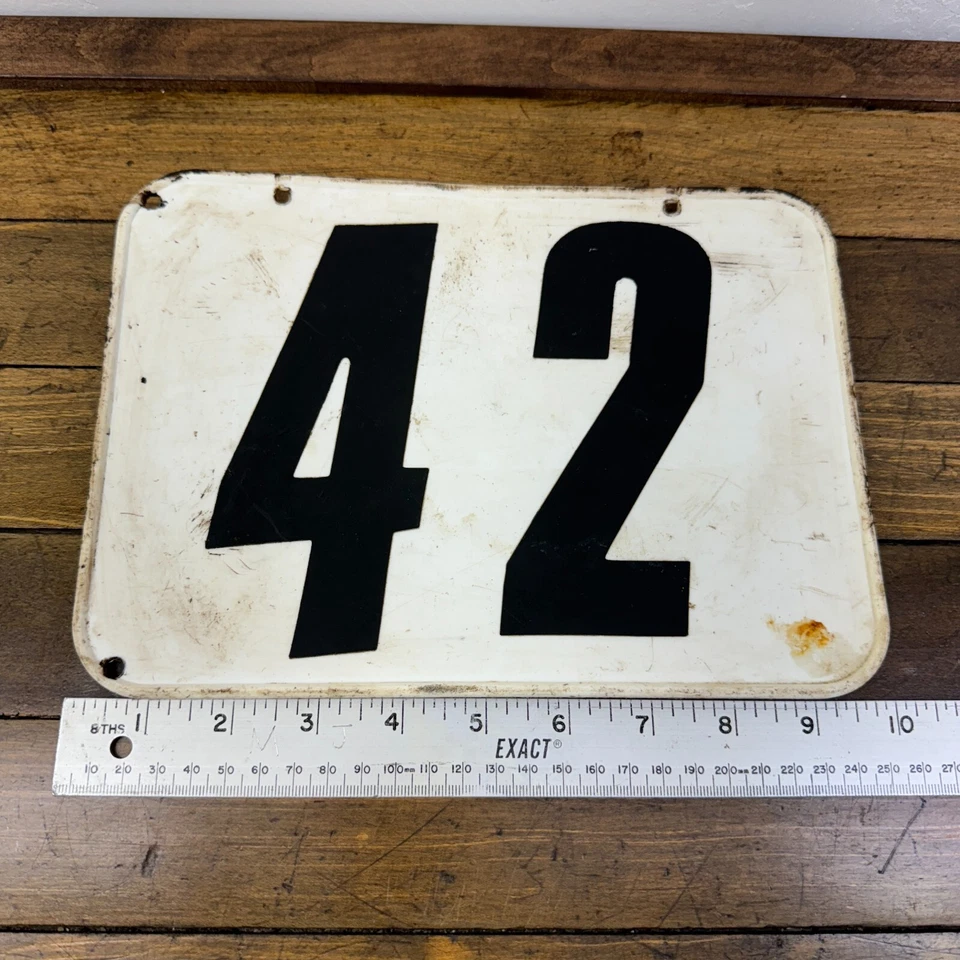Номерной знак старой школы BMX OG белый 42 гоночный велосипед 1970-е 1980-е - Изображение 3 из 4