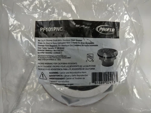 ProFlo PF101PNC 2" No-Caulk Shower Drain With Stainless Steel Strainer - Picture 2 of 2