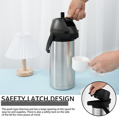 64oz Steel Vacuum Kettle Flask Dispenser Hot Cold Tea Coffee Insulated Air Pot' - Picture 2 of 11