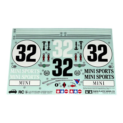 Vintage TAMIYA 1/10 Rover Mini Cooper 58211 RC Decal Sticker Sheet x1 Original 