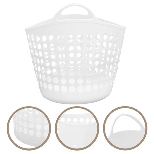 2 Pack Flexibler Wäschekorb Rund Biegsam Weiss Waschkorb Transportabler - Bild 9 von 12
