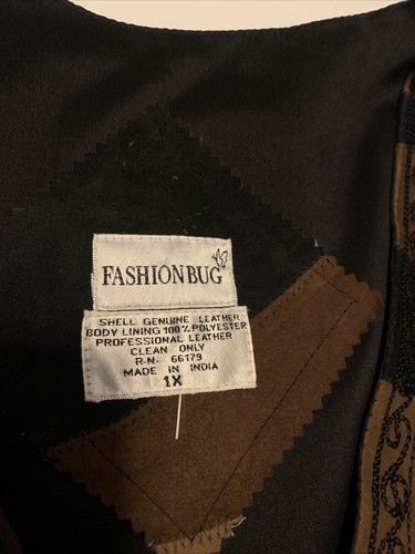 Fashion Bug Black Patchwork Suede Vest With Embroidery Sz 1X EUC - Picture 2 of 5