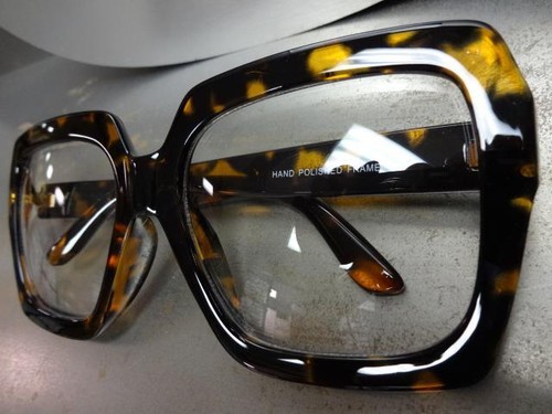 HUGE OVERSIZE VINTAGE Style Clear Lens EYE GLASSES Thick Tortoise Fashion Frame - Picture 10 of 10