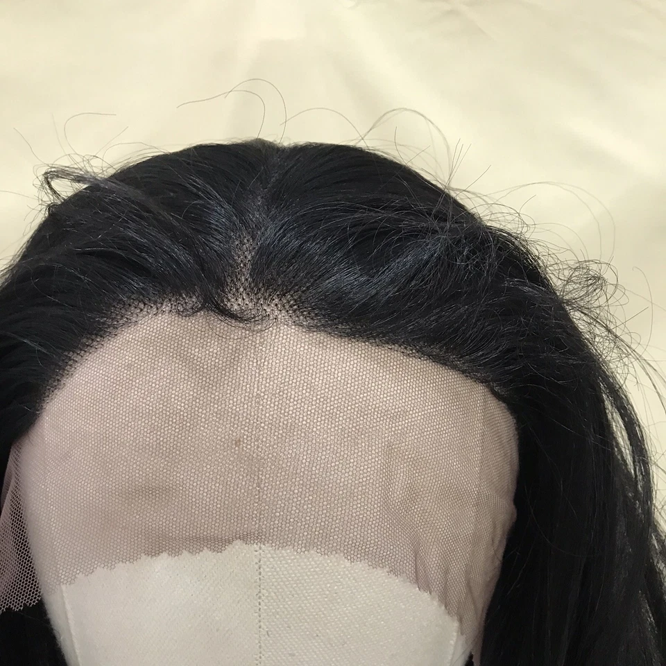 Peluca frontal de encaje sintético 24 en 1B 13x4 fibra resistente al calor línea del cabello natural Foto 3 de 4