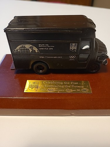 UPS Delivery Truck On Stand W/Plaque 90th Anniversary 8/28/1997 6" L - Picture 2 of 11